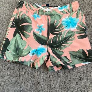 Janie and Jack Pink Floral swim trunks
